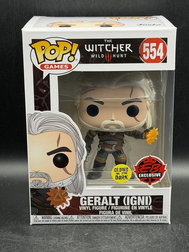 Funko Pop Witcher 3 Geralt Igni #554 EB Games EXCLUSIVE Glow‑in‑The‑Dark Mint