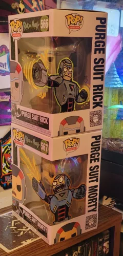 Funko POP 566 & 567 Purge Suit Rick & Morty HAND PAINTED Artwork Sketched box ++