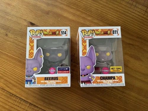 Funko Pop Beerus 514 Flocked Funimation Exclusive and Champa 811 Flocked