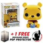 FUNKO POP DISNEY WINNIE THE POOH - POOH SEATED FLOCKED #252 EXCLUSIVE +PROTECTOR