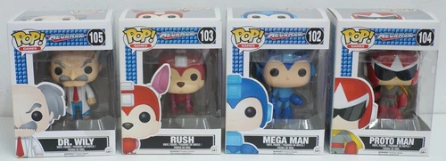 Funko Pop! Games: Dr. Wily, Mega Man, Proto Man, Rush. Megaman No. 102, 103, 1...