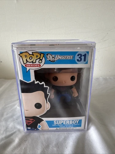 Funko Pop Heroes DC Universe Superboy #31 Vinyl Figure + Hard Case Vaulted Rare