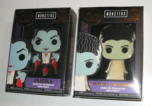 Funko Pop Pin Universal Monsters #06 Dracula & #09 The Bride of Frankenstein