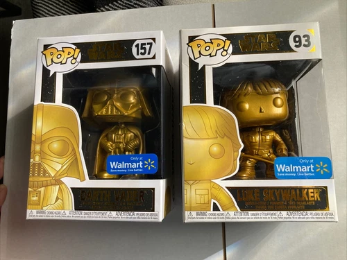 Funko Pop! STAR WARS 157 Darth Vader & Luke Skywalker 93 Walmart Exclusive Gold