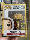 Funko Pop! Star Wars #295 Princess Leia Gold Chrome 2019 Galactic Con Exc +P/P