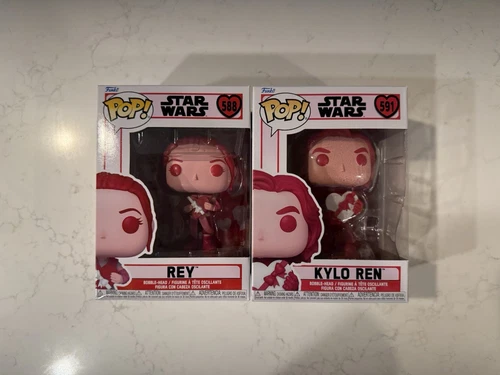 Funko Pop Star Wars Valentines Rey 588 Kylo Ren 591 Vinyl Figures 2022 New