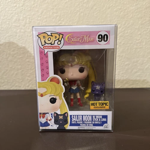 Funko Pop! Vinyl Sailor Moon w/ Moon Stick & Luna Hot Topic #90 Soft Protector