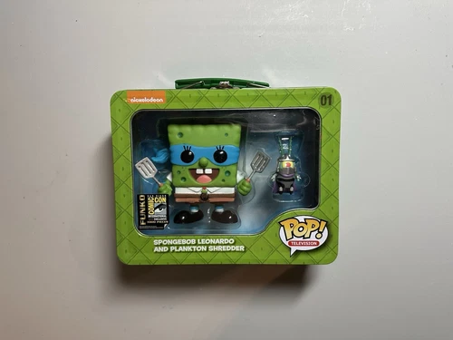 Mint Funko Pop! Spongebob Leonardo and Plankton Shredder LE 1000 SDCC 2014
