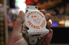 RARE 1950s DONALD DUCK ORANGE POP BOTTLE OPENER STAMPED METAL PORCELAIN SIGN 7UP
