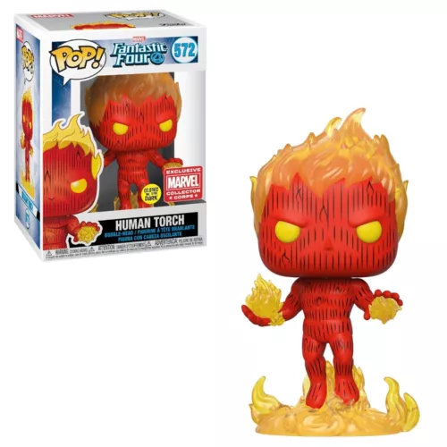 HUMAN TORCH Fantastic Four GLOW CC 572 Funko Pop Vinyl New in Mint Box + P/P