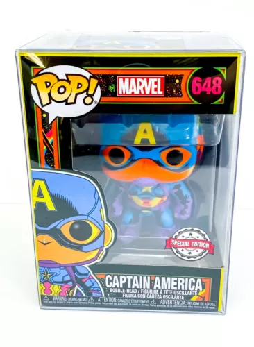 Marvel Blacklight Captain America SE Funko Pop Bobble-Head 648 with Protector