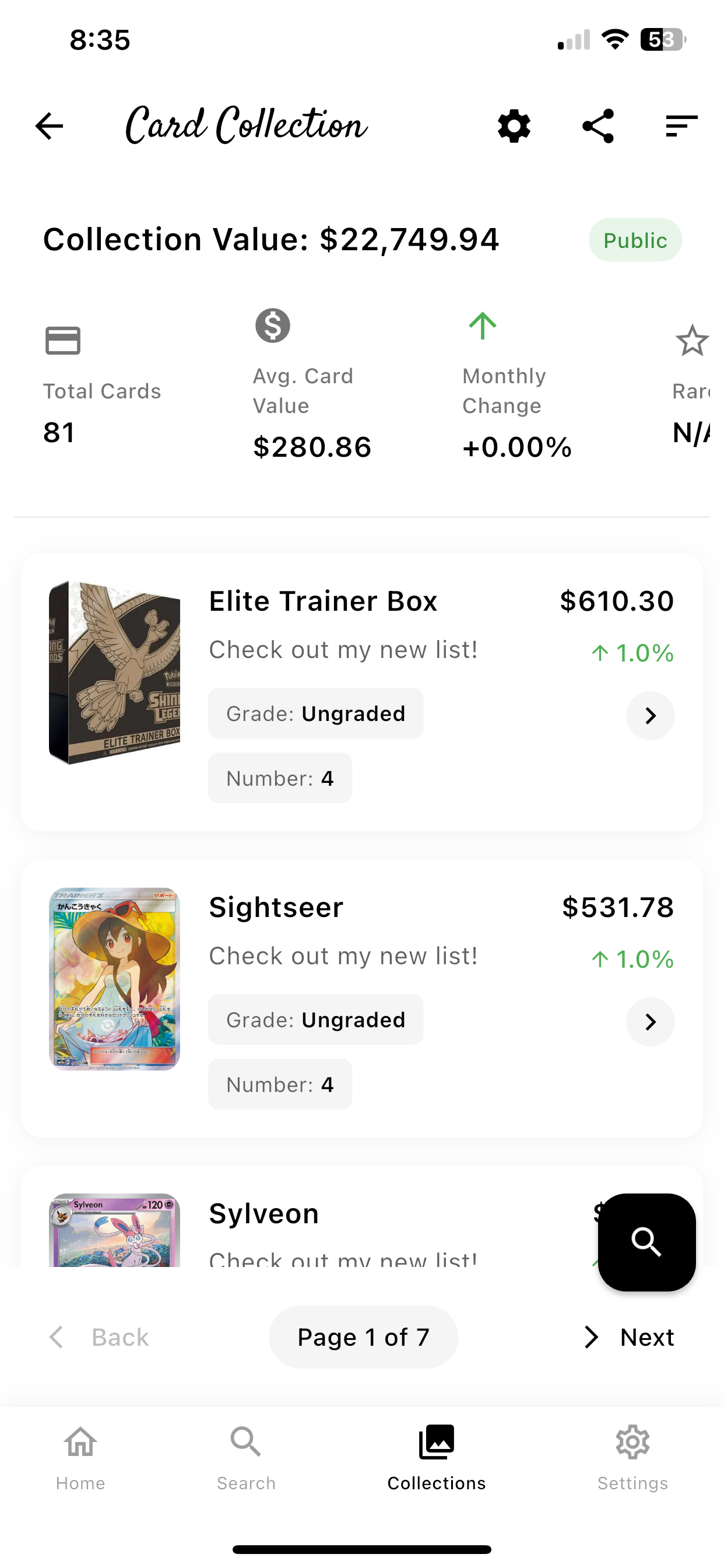 Screenshot of the powerful collection analytics dashboard