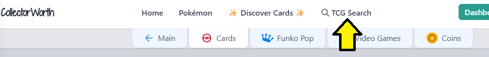 Screenshot of the search page navigation